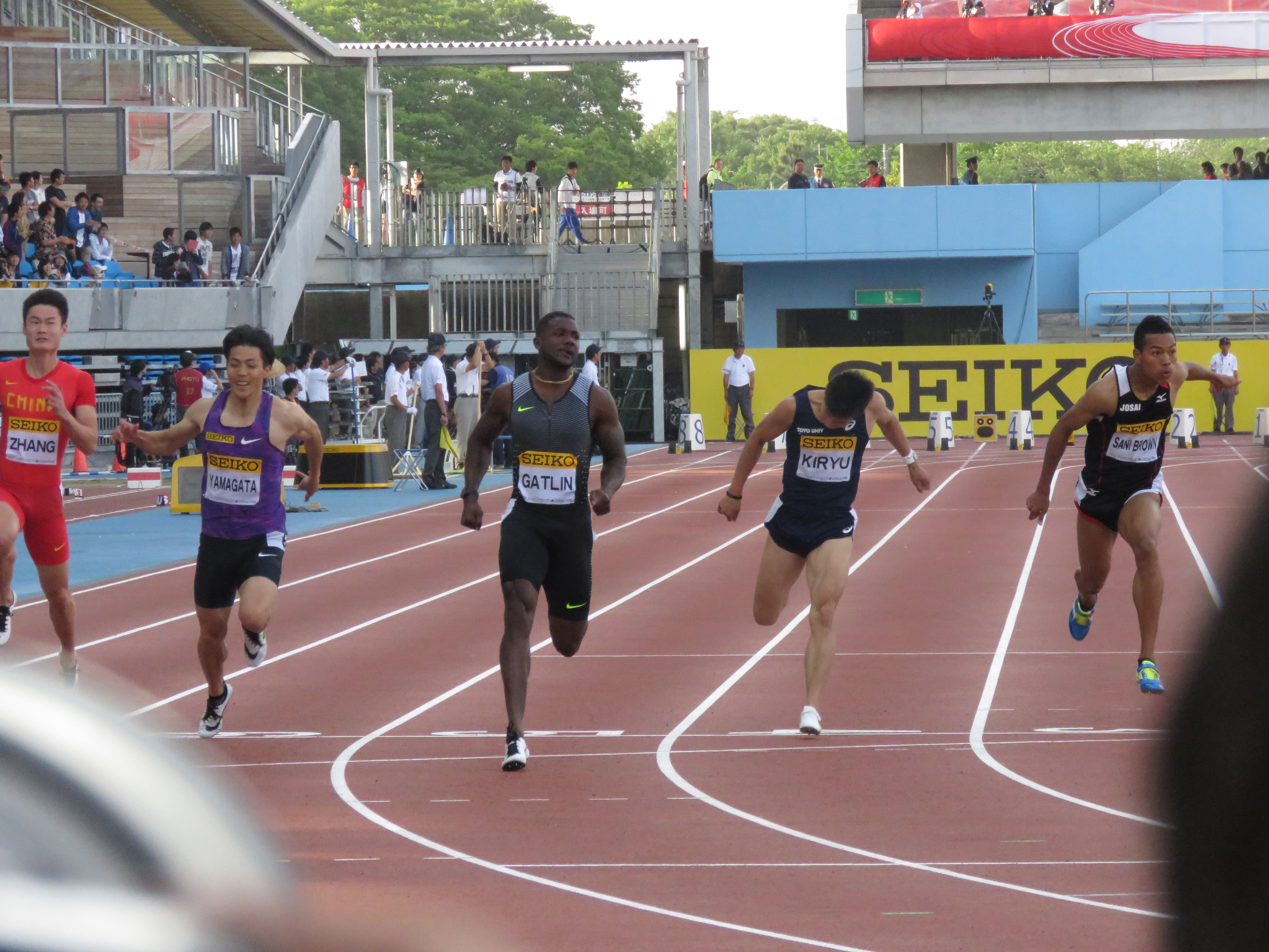 ガトリン、男子100M２年ぶりＶ　日本人は山縣の２位が最高　～セイコーゴールデンGP～