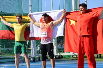 陸上・湯上剛輝、男子円盤投げで金メダル　〜デフリンピック〜